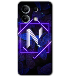 Xiaomi Redmi Note 13 Kılıf HD Desen Baskılı Kılıf - Dark Neon Yaprak N Harfi