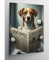 Kanvas Tablo Gazete Okuyan Köpek