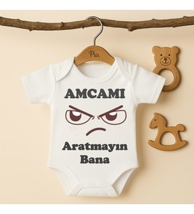 Pia Baby B32 %100 Pamuk Amcamı Aratmayın Bana Yazılı Tasarlanabilir Bebek Body (Ekru)
