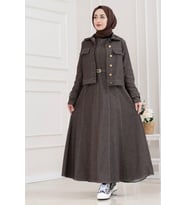 Kolu Apoletli Kot Jile İkili Takım-KAHVERENGİ