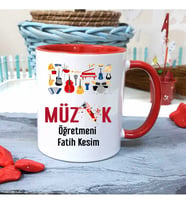 Müzik Öğretmenine Özel Öğretmenler Günü Hediyesi Kişiye Özel Kupa Bardak