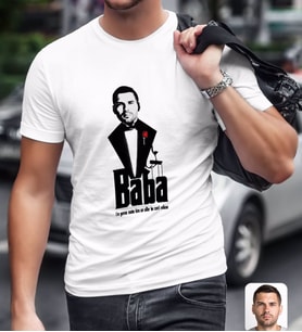 BK Gift Kişiye Özel Godfather Baba Tasarımlı Beyaz T-Shirt-3