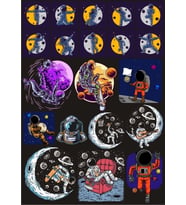 Uzay ve Astronot Sticker Set 2 19 Parça Telefon, Tablet, Defter, Laptop Sticker