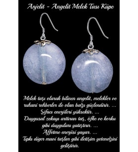 Sertifikalı Anjelit Angelite Melek Taşı Doğal Taş Küpe (Çok Renkli)