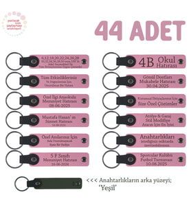 Pembe & Yeşil, Dönemsel Etkinlikler İçin İsim Ve Mesaj  Yazılabilen 44' lü Anahtarlık Seti