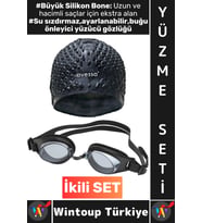 #YüzmeSeti Büyük Beden Silikon Bone Ayarlanabilir Su Geçirmez Buğu Önleyici Yüzücü Gözlüğü İkili Set
