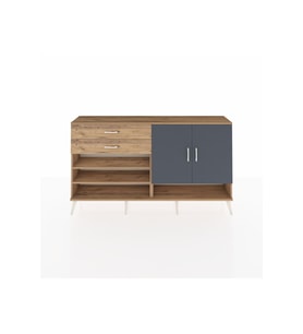 Arges Konsol 4 Raflı 2 Çekmeceli 2 Kapaklı 176x30x99 Çam-Antrasit/Çam