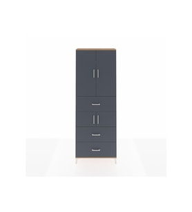 Arges Dolap 4 Raflı 3 Çekmeceli 4 Kapaklı 88x30x243 Çam-Antrasit