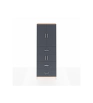 Arges Dolap 4 Raflı 3 Çekmeceli 4 Kapaklı 88x30x243 Çam-Antrasit