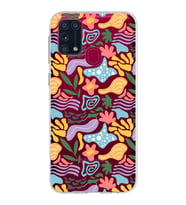 Samsung Galaxy M31 ile Uyumlu 1mm Kapak Memphis Desen Tasarımlı Şeffaf Silikon Kılıf