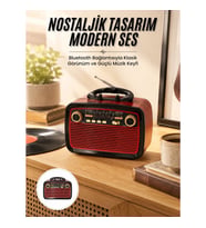 Mey İthalat® Nostalji Radyo Bluetooth Hoparlör USB-SD Kart Giriş Led Fener Işıklı Bataryalı Pilli Ye