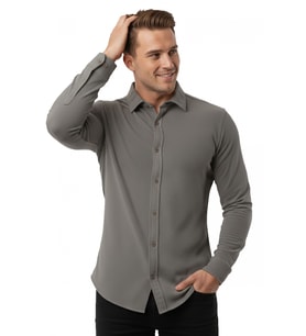 DeepSEA Toprak Slim Fit Örme Kumaş Likralı Erkek Gömlek – Nefes Alan Esnek ve Modern Tasarım 2602604