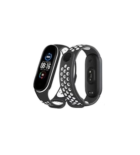 Mi Band 4 Spor Delikli Kordon - Siyah-Beyaz