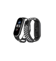 Mi Band 4 Spor Delikli Kordon - Siyah-Beyaz