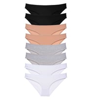 8 adet Süper Eko Set Likralı Kadın Slip Külot Siyah Ten Gri Beyaz