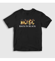 Presmono Unisex Çocuk Siyah Back In Black Fire AC/DC T-Shirt 5750tt