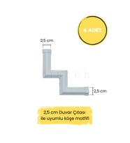Dekoratif Polimer Boyanabilir 2,5 cm Duvar Çıtası Uyumlu Köşe Motifi (Beyaz)