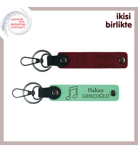 Ortak Müziğinizin Temsilcisi Olarak, Nota Temalı Kişiselleştirilebilir Anahtarlık Set, Bordo-A Yeşil