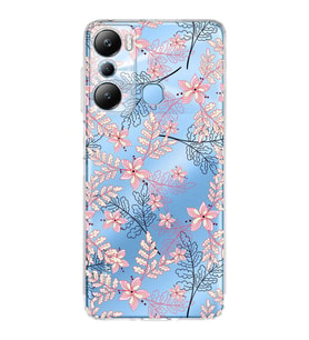 PrintiFy İnfinix Hot 20i Uyumlu Kamera Korumalı Floral Kırmızı Tasarımlı Şeffaf Silikon Kılıf