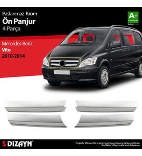 Mercedes Vito Uyumlu Krom Ön Panjur 4 Parça 2010-2014 (Geniş) (Karışık)