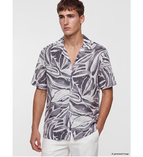 LCW Vision Gri Regular Fit Desenli Erkek Gömlek
