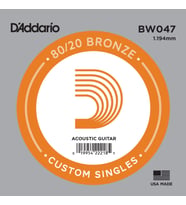 D'Addario BW047 Akustik Gitar Tek Tel (E-Mi - 80/20 Bronze)