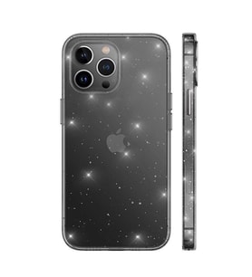 Uyumlu Model Apple iPhone 12 Pro Max Kılıf Şeffaf İnce Simli Kapak (Siyah)
