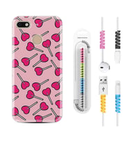 General Mobile GM8 Go GM9 GM20 Pro Plus Kılıf Kablo Koruma Spiral Silikon Heart Lollipop 1414
