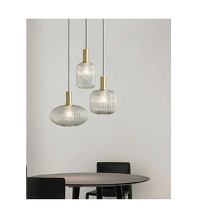 MYLİGHTS RUSTİK  ÜÇLÜ şeffaf CAMLI AVİZE  KASA  40CM  ESKİTME
