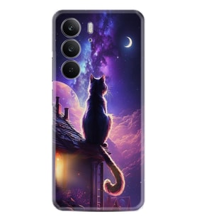 Realme C75 Kılıf Boutique Baskılı Resimli Damdaki Kedi Pcode -091