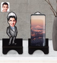 BK Gift Kişiye Özel Erkek Mühendis Karikatürlü Ahşap Biblo Telefon Standı-1