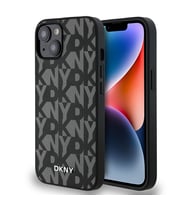 Apple iPhone 15 Uyumlu Kılıf DKNY Orjinal Lisanslı M-safe Şarj Özellikli 3D Yazılı Grid Pattern Kapak