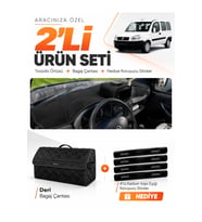 e-biz FIAT DOBLO (2000-2008) AİRBAGSİZ BÜYÜK EKRAN Uyumlu Torpido + Deri Çanta - Siyah - FI021