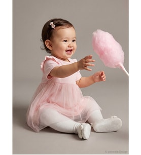 LCW baby Pembe Bisiklet Yaka Kız Bebek Tütü Elbise