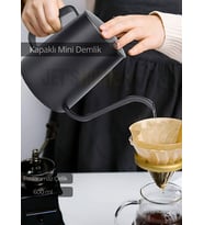 Kapaklı Demlik Paslanmaz Kahve Demliği İndüksiyon Uyumlu Çelik Demlik 600 ml