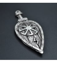 Viking Kolovrat Kalkan  Kolye Ucu - Antik Gümüş Kaplama - Kod:74