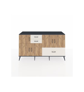 Kronos Konsol 5 Raflı 3 Çekmeceli 5 Kapaklı 176x59x99 Antrasit-Çam/Aytaşı