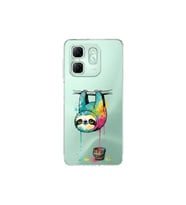 Infinix Hot 50i ile Uyumlu Splash Tembel Hayvan Tasarımlı Şeffaf Silikon Kılıf