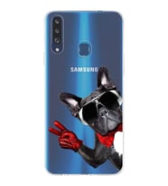 PrintiFy Samsung Galaxy A20s ile Uyumlu 1mm Slim Fit Köpek 2 050e Baskılı Şeffaf  Kılıf