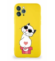 Apple iPhone 11 Pro Soft Premier Kapak Coolcat Tasarımlı Silikon Kılıf - Sarı (Şeffaf)