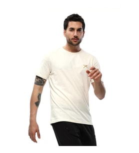 Raru AGNITIO Erkek Pamuklu Ekru Günlük T-shirt
