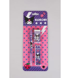 DEKOMUS İLE LİSANSLI KUROMI VERSATİL UÇLU KALEM , SİLGİ VE 0.7 MM UÇ SETİ