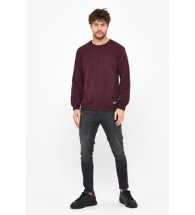 Metalic Erkek Bordo Basic Bisiklet Yaka Sweatshirt