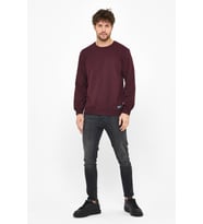 Metalic Erkek Bordo Basic Bisiklet Yaka Sweatshirt