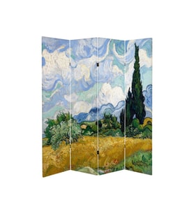 Van Gogh 4 Kanatlı Oda Bölücü Çift Taraflı Kanvas Paravan