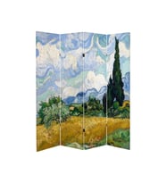 Van Gogh 4 Kanatlı Oda Bölücü Çift Taraflı Kanvas Paravan