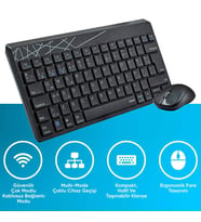Rapoo 8000M Model Çok Modlu Türkçe Klavye ile Mouse Set Siyah