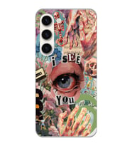 Samsung Galaxy S23 Uyumlu Aesthetic Kolaj Desenli Şeffaf Telefon Kılıfı