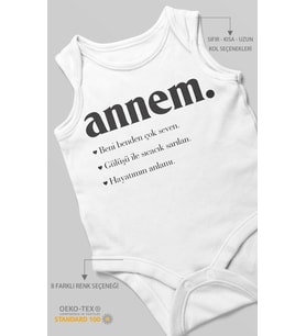 Annem Baskılı Bebek Zıbını – Çıtçıtlı Body 8 Renk  %100 Pamuk Sıfır Kol