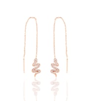 Söğütlü Silver Gümüş zincirli yılan küpe (Rose)